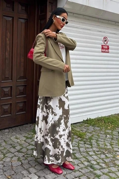 İnce Deri Kemerli Chanel Saten Etek 4050 - Resim 6