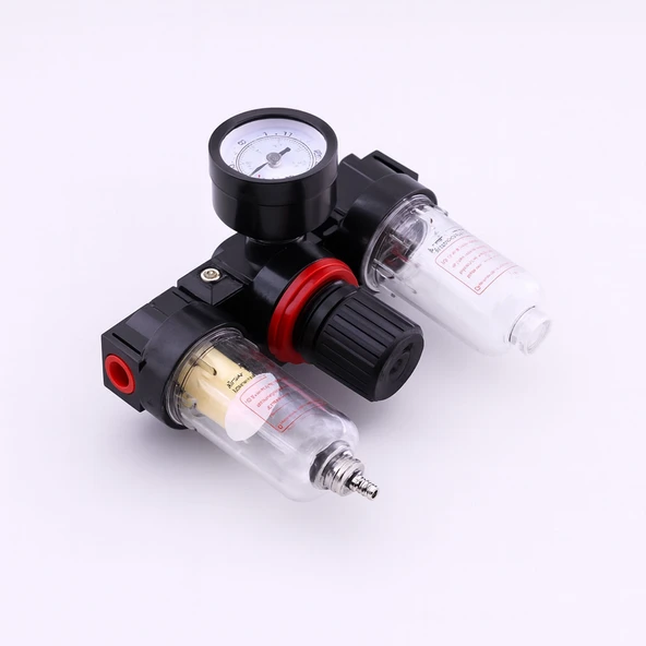 Standart Kapasite Üçlü Şartlandırıcı 1/4'' Pnömatik Filtre Regülatör Yağlayıcı FRL Kompresör Cihazı - Resim 5