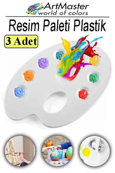 Resim Paleti 3 Adet Plastik Boyama Paleti Godeli Ressam Paleti Akrilik Boya Guaj Boya Suluboya Resim Yapma Boya Paleti ürün görseli