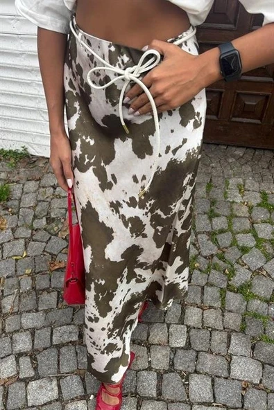 İnce Deri Kemerli Chanel Saten Etek 4050 - Resim 3