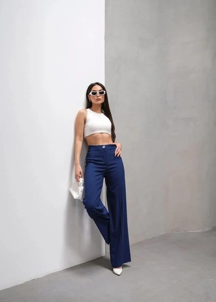 Yüksek Bel Straight Fit Palazzo Pantolon ürün görseli