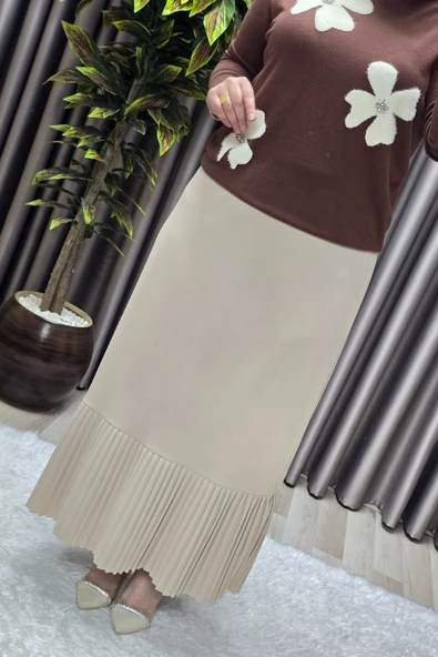 Kadın Giyim Büyük Beden Piliseli Etek - Resim 10