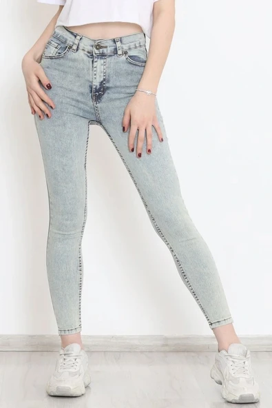 Kadın Cep Detay Kar Yıkamalı Kot Pantolon - Resim 2