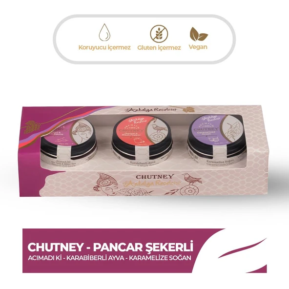 Eşlikçi Chutney 3’lü Set – Pancar Şekerli | Antalya Reçelcisi ürün görseli