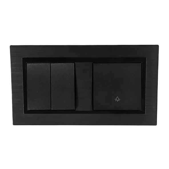 Ovivo Quantum Siyah Komütatör (ikili Anahtar)+zil Anahtarı Light (kapı 0tomatiği) 2'li Set ürün görseli