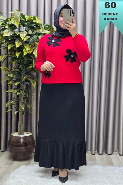 Kadın Giyim Büyük Beden Piliseli Etek - Resim 6