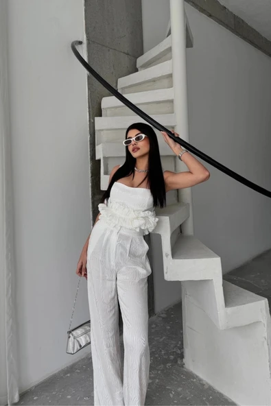 JAKARI BUZU TASARI DETAYI CEKETPANTOONBUZ 3 Ü TAKI  Beyaz - Resim 4