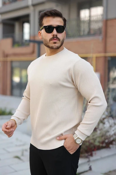 Erkek Selanik Örme Bisiklet Yaka Triko - Resim 2