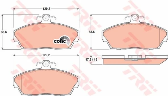 Honda On Fren Balatası Honda CIVIC 2001 2006 Euro CIVIC 1996 1999 Rover 200 400 1996 2000 Tata Gazelle 94- - Trw Gdb1319 ürün görseli