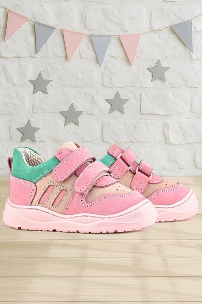 Rakerplus Schaggy Hakiki Deri Pembe Yeşil Bebek Spor Ayakkabı - Resim 10