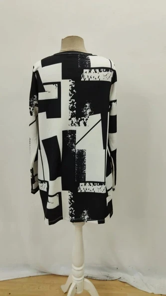 Kadın Uzun Kollu önü Açık Desenli Modal Kısa Ceket - Resim 7