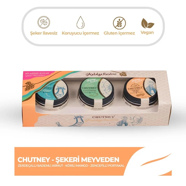 Eşlikçi Chutney 3’lü Set – Şekeri Meyveden | Antalya Reçelcisi ürün görseli