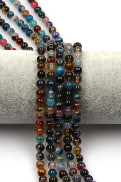 Candy Agate Doğal Taş Dizi 6 mm Küre Kesim ürün görseli