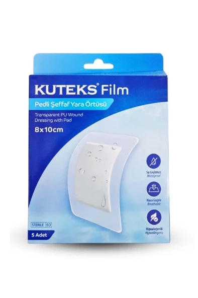 Kuteks Film Pedli Şeffaf Yara Örtüsü 8x10 cm 5li Kutu ürün görseli 1