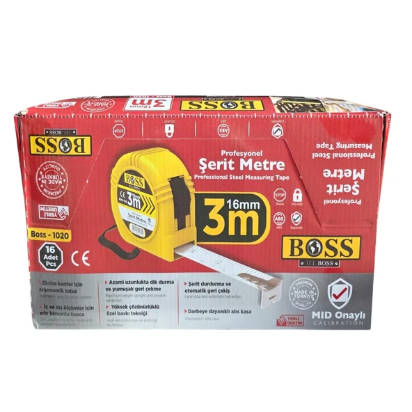 BOSS 3x16 mm ŞERİT METRE  16 ADET - Resim 4