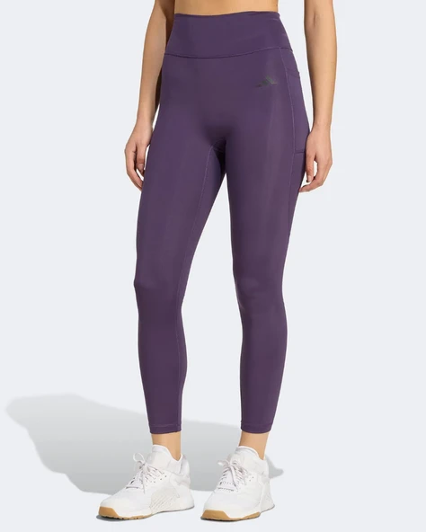 adidas Optime Essentials No Front Rise Seam 7-8 Kadın Mor Antrenman Taytı JY4818 - Resim 3