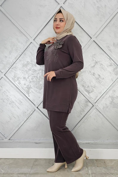 KADIN DİKME VE TAŞ DETAYLI TESETTÜR TAKIM - Resim 3