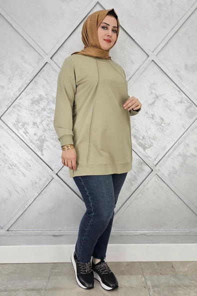 KADIN NERVÜR DİKİM TAŞ DETAYLI TESETTÜR TUNİK - Resim 3