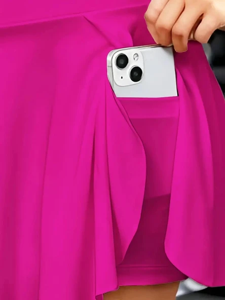 Kadın Yüksek Bel Cepli Sandy Short Etek - Resim 3