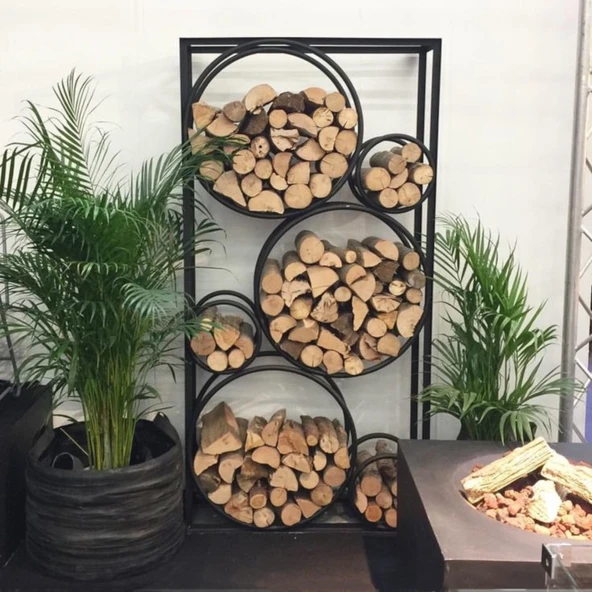 Metal Şömine Odunluğu Dekoratif Bahçe Odunluk ürün görseli