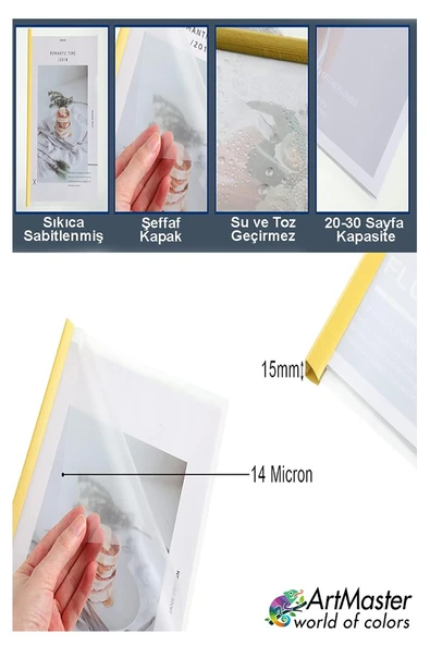 A-4 Sıkıştırmalı Yandan Sürgülü Dosya 5 Li 1 Paket ArtMaster A4 5 Renk Sıkıştırmalı Dosya 1 Paket Renkli Ofis Büro Okul - Resim 4