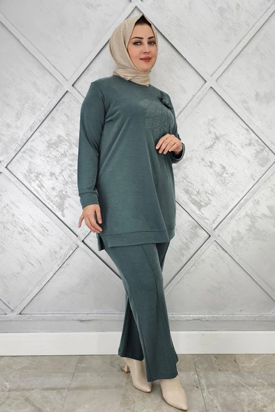 KADIN DİKME VE TAŞ DETAYLI TESETTÜR TAKIM - Resim 6