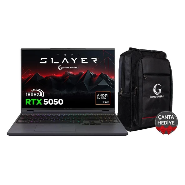 Game Garaj Slayer R7T-5050 C2 AMD Ryzen 7 8840HX 32GB RAM 1TB SSD RTX5050 16" QHD+ 180Hz IPS FreeDOS Gaming Laptop ürün görseli 1