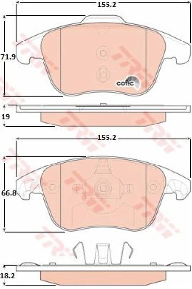 Psa Fren Balatası Onı P2008 II-208 II-P3008 P5008 C4 II Ds4 Ds5 C4 Picasso 2,0hdi 16v 138ps 10 / 06 Ep6c - Trw Gdb1691 - Resim 2