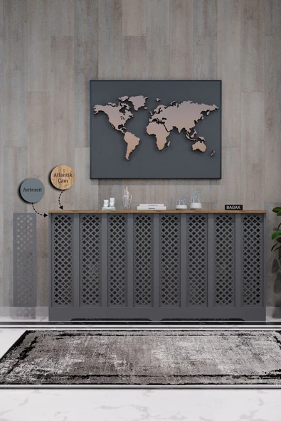 BAGAX Perge Model, Antrasit Üstü Çam Renk,iç Ölçü 156 Cm Dış Ölçü 160 Cm Petek Kaplama, Dresuar ürün görseli