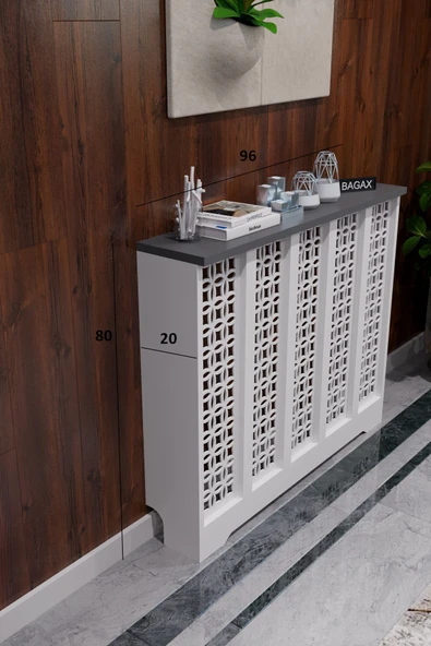 BAGAX Ayasofya Model, Beyaz Üstü Antrasit Renk,iç Ölçü 96 Cm Dış Ölçü 100 Cm Petek Kaplama, Dresuar - Resim 2