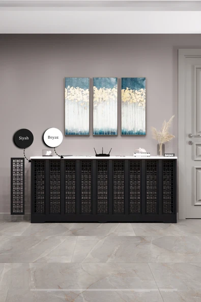 BAGAX Ayasofya Model, Siyah Üstü Beyaz Renk,iç Ölçü 176 Cm Dış Ölçü 180 Cm Petek Kaplama, Dresuar - Resim 2