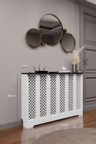 BAGAX Zeugma Model, Beyaz Üstü Siyah Renk,iç Ölçü 116 Cm Dış Ölçü 120 Cm Petek Kaplama, Dresuar - Resim 2