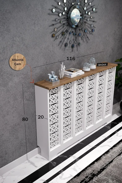 BAGAX Petek Önü Dresuar Kaplama 116cm Çok Amaçlı Dolaplar Mobilya Kalorifer Petek Önü Kapatma Dekorasyon - Resim 2