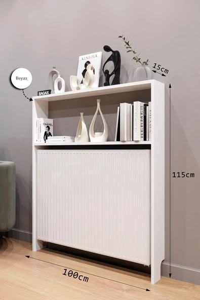 BAGAX Myra Model, Beyaz Renk, 100 cm, Petek Üstü Dikey  Çok Amaçlı Raf, Kitaplık - Resim 2