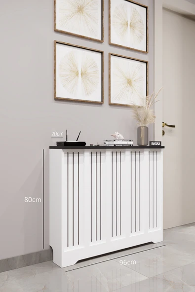 BAGAX Efes Model, Beyaz Üstü Siyah Renk,iç Ölçü 96 Cm Dış Ölçü 100 Cm Petek Kaplama, Dresuar - Resim 2