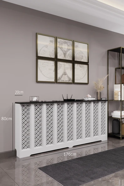 BAGAX Pera Model, Beyaz Üstü Siyah Renk,iç Ölçü 176 Cm Dış Ölçü 180 Cm Petek Kaplama, Dresuar - Resim 2