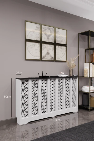 BAGAX Pera Model, Beyaz Üstü Siyah Renk,iç Ölçü 136 Cm Dış Ölçü 140 Cm Petek Kaplama, Dresuar - Resim 2