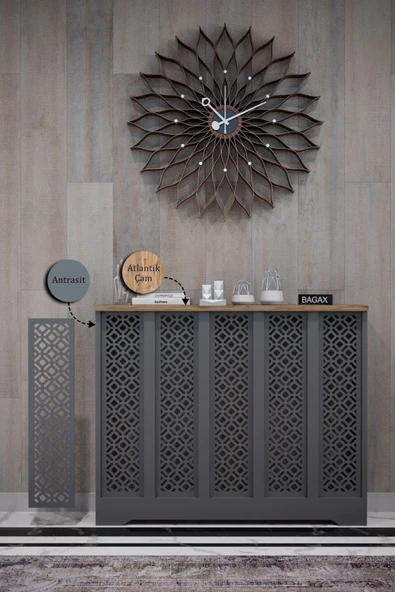 BAGAX Pera Model, Antrasit Üstü Çam Renk,iç Ölçü 96 Cm Dış Ölçü 100 Cm Petek Kaplama, Dresuar ürün görseli