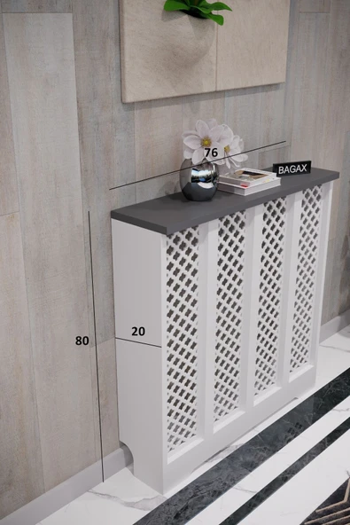 BAGAX Zeugma Model, Beyaz Üstü Antrasit Renk,iç Ölçü 76 Cm Dış Ölçü 80 Cm Petek Kaplama, Dresuar - Resim 2