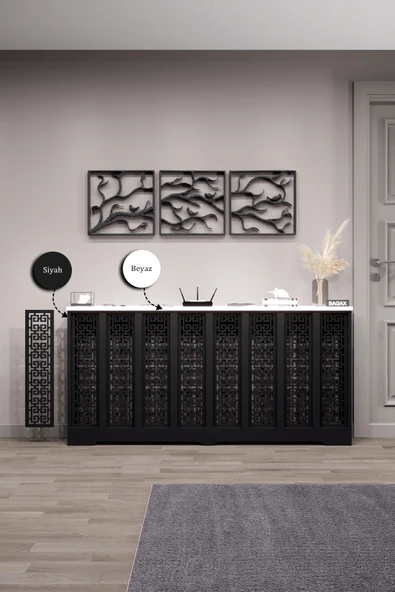 BAGAX Karatay Model, Siyah Üstü Beyaz Renk,iç Ölçü 156 Cm Dış Ölçü 160 Cm Petek Kaplama, Dresuar - Resim 2