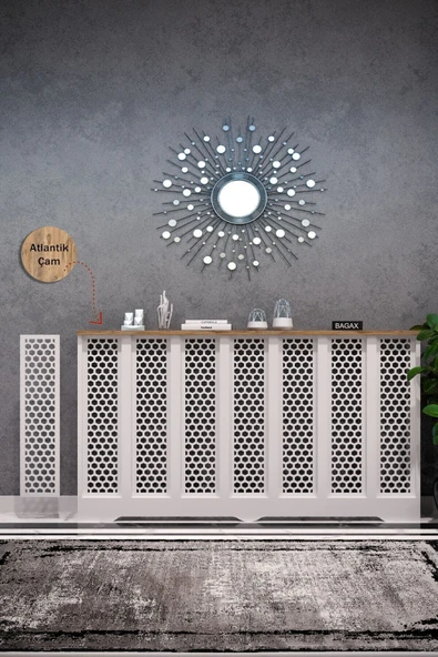 BAGAX Bodrum Model, Beyaz Üstü Çam Renk,iç Ölçü 136 Cm Dış Ölçü 140 Cm Petek Kaplama, Dresuar ürün görseli