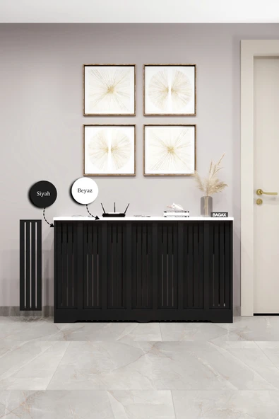 BAGAX Efes Model, Siyah Üstü Beyaz Renk,iç Ölçü 136 Cm Dış Ölçü 140 Cm Petek Kaplama, Dresuar - Resim 2