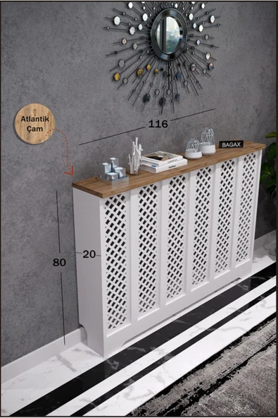 BAGAX Perge Model, Beyaz Üstü Çam Renk,iç Ölçü 116 Cm Dış Ölçü 120 Cm Petek Kaplama, Dresuar ürün görseli