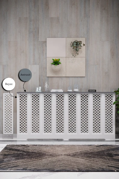 BAGAX Zeugma Model, Beyaz Üstü Antrasit Renk,iç Ölçü 156 Cm Dış Ölçü 160 Cm Petek Kaplama, Dresuar - Resim 2