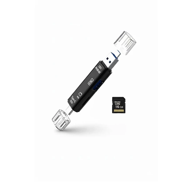 Micro Usb -type C - Usb Telefon Adaptörü Micro Sd/usb Okuyucu Dönüştürücü 16 gb kart hedıye - Resim 7