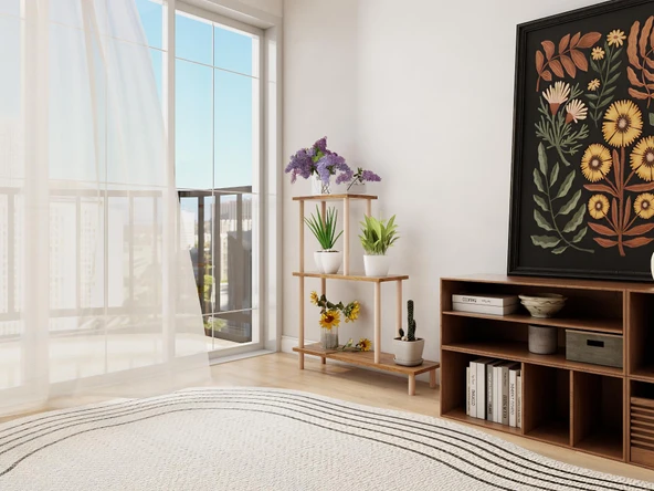 Yaren Çiçeklik Asklık-Saksılık Standı Amalfi-Beyaz Renk - Resim 3