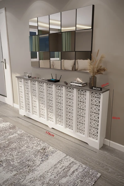 BAGAX Karatay Model, Beyaz Üstü Antrasit Renk,iç Ölçü 176 Cm Dış Ölçü 180 Cm Petek Kaplama, Dresuar ürün görseli