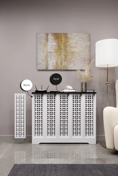 BAGAX Truva Model, Beyaz Üstü Siyah Renk,iç Ölçü 96 Cm Dış Ölçü 100 Cm Petek Kaplama, Dresuar ürün görseli