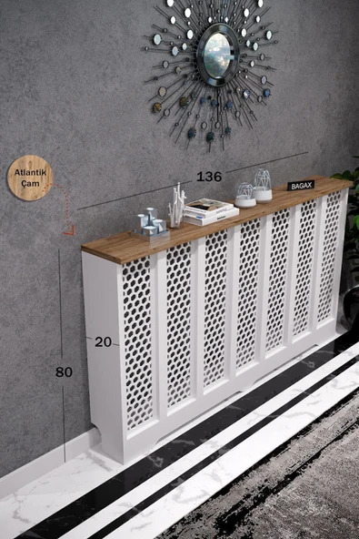 BAGAX Bodrum Model, Beyaz Üstü Çam Renk,iç Ölçü 136 Cm Dış Ölçü 140 Cm Petek Kaplama, Dresuar - Resim 2