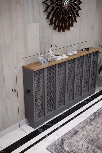 BAGAX Karatay Model, Antrasit Üstü Çam Renk,iç Ölçü 136 Cm Dış Ölçü 140 Cm Petek Kaplama, Dresuar - Resim 2